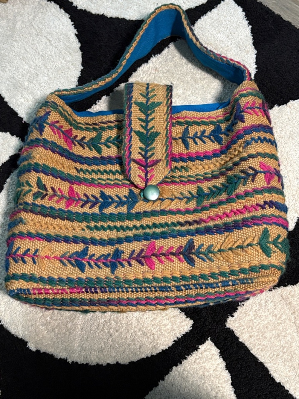 Woven Multi-Color Straw Shoulder Bag